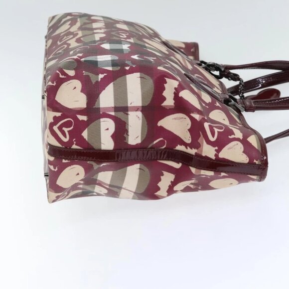 BURBERRY Nova Check Tote Bag PVC Beige Silver Auth 91267 - Picture 4 of 15